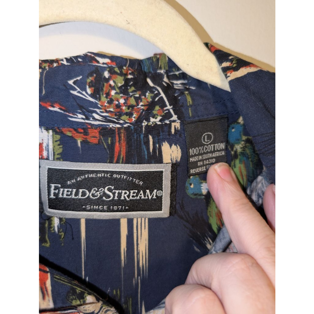 Field & Stream Men's Button Down Shirt Large Navy Multicolor - Picture 2 of 4